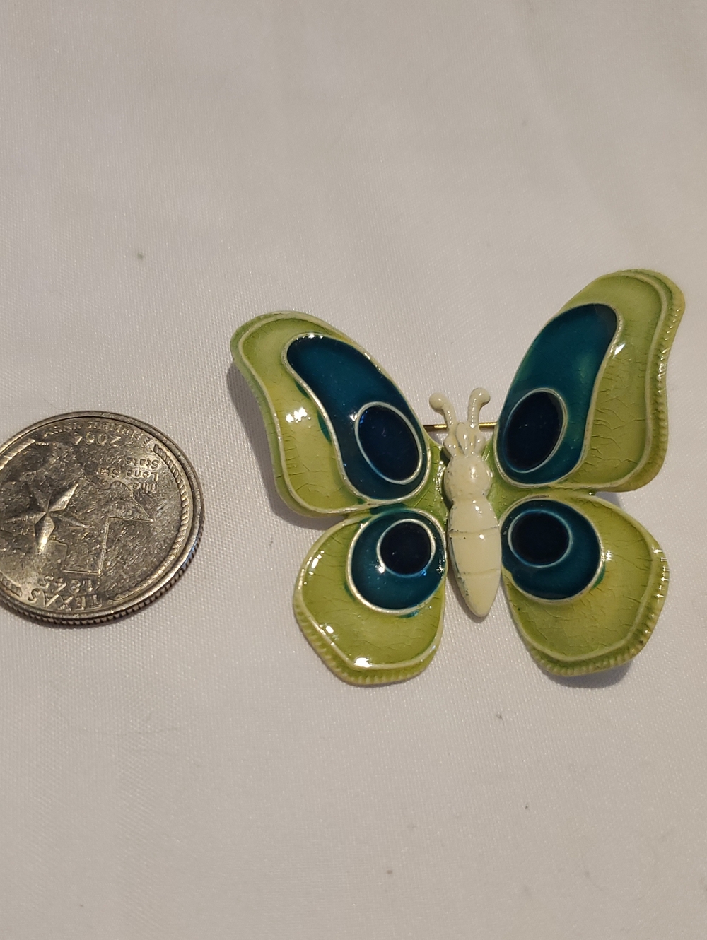 Green and Teal West Germany Butterfly Brooch